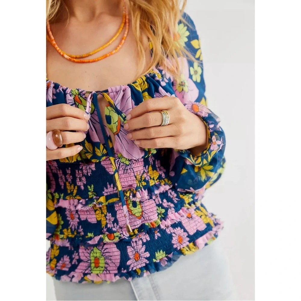 Free People Printed Lolita Top NWT SZ S and M - Picture 2 of 11